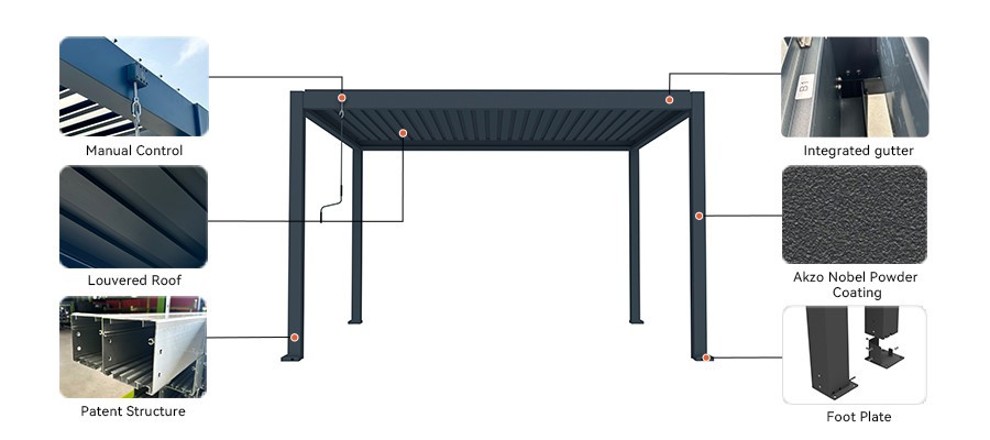 251023-outdoor garden pergola with roof-1